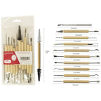 S & E TEACHER'S EDITION 11 Pcs Pottery & Clay Sculpting Tools, Double-Sided, Ceramics Tools Smooth Wooden Handles for Trimming, Embossing Pattern. - size: 11 PCS