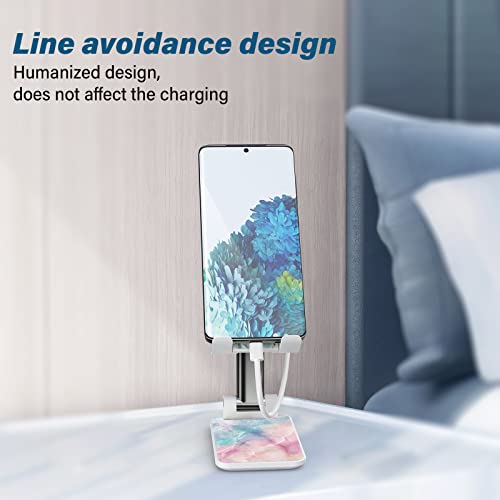 Foldable Phone Stand, Angle-Adjustable Holder - Suits iPhone, Samsung & More - Desk Accessory - color: Colored marble