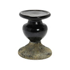 Creative Co-Op 2-Tone Sculptural Terracotta Pillar Candle Holder, Distressed Black - color: Black, size: 5.5" W x 6.5" H