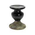 Creative Co-Op 2-Tone Sculptural Terracotta Pillar Candle Holder, Distressed Black - color: Black, size: 5.5" W x 6.5" H