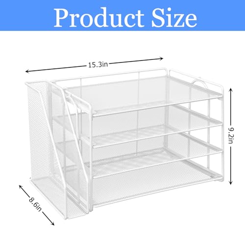 gianotter 4-Tier Paper Organizer With Magazine Holder, Desk Organizers and Accessories, Desk Accessories & Workspace Organizers, File Organizer for Office Supplies Storag (White, 4-Tier) - color: White, size: 4-Tier