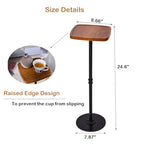 Drink Table, Small Pedestal Side Table, Cocktail Martini Tables Drink Stand, Modern Square Tiny Accent End Table with Metal Base for Small Spaces Living Room Bedroom Office Bar (Brown) - color: Nature