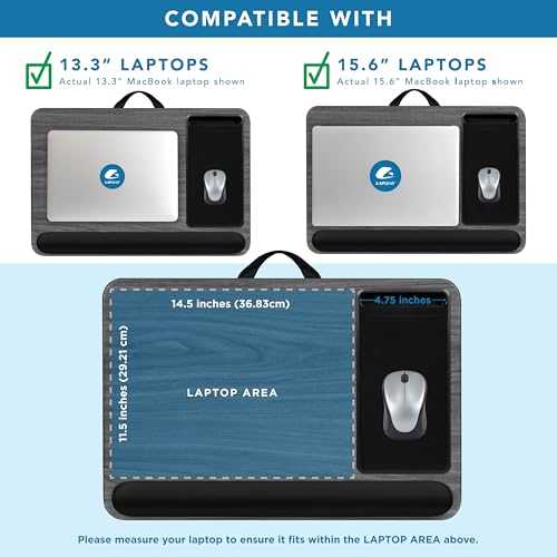 LAPGEAR Home Office Pro Lap Desk with Wrist Rest, Mouse Pad, and Phone Holder - Gray Woodgrain - Fits up to 15.6 Inch Laptops - Style No. 91595 - color: Gray Woodgrain, size: Home Office Pro W/Wrist Rest