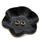 4.7 inch Small Ring Dish, Ceramic Jewelry Holder Tray, Black Catch All Trinket Bowl for Keys Rings Earrings - color: Black