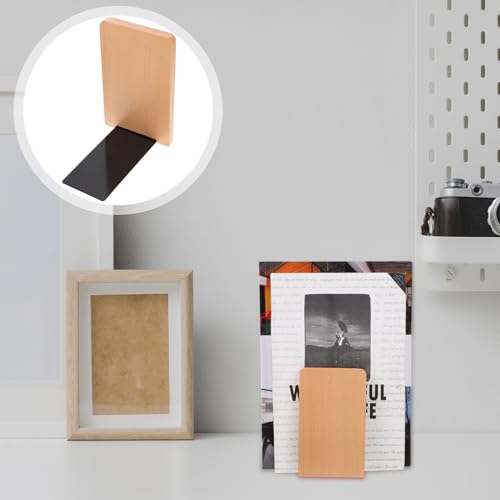 Alipis Wooden Bookend Thickened Beech Wood 13x8cm Simple Book Stand Practical Bookshelf Accessory for Home Office Desk Organization