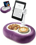 Miledi Tablet Pillow Stand, Compatible with 5"-12.9" Kindle, iPad, Phone/Tablet, 360° Rotating Phone Holder for Bed, Soft Plush Fabric, Detachable Bowl, Reading and Relaxation on Bed, Purple - color: Purple