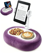 Miledi Tablet Pillow Stand, Compatible with 5"-12.9" Kindle, iPad, Phone/Tablet, 360° Rotating Phone Holder for Bed, Soft Plush Fabric, Detachable Bowl, Reading and Relaxation on Bed, Purple - color: Purple