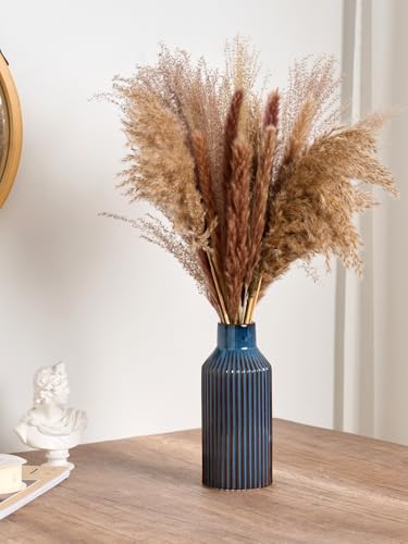STHIE Ceramic Flower Vase, Minimalist Modern Home Decorative Vase, 8 Inch Pampas Grass Vases for Kitchen, Bedroom, Office, Living Room, Bathroom, Shelf Centerpiece Table （Blue ） - color: 2 Blue