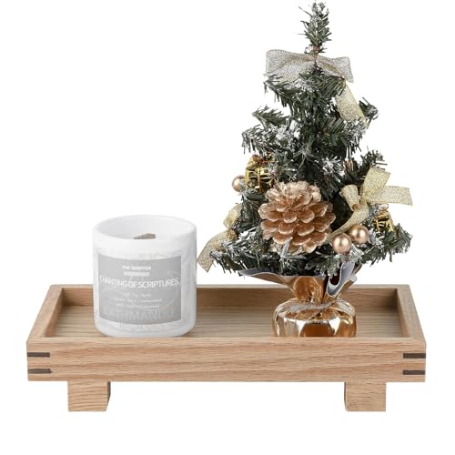 Decorative Tray Small Pedestal Stand Farmhouse Bathroom Decor Wooden Riser Display Stand for Vanity, Kitchen Countertop, Sink, 9.4 * 4.7 Brown - color: Brown, size: 9.4" x 4.7" x 1.7"