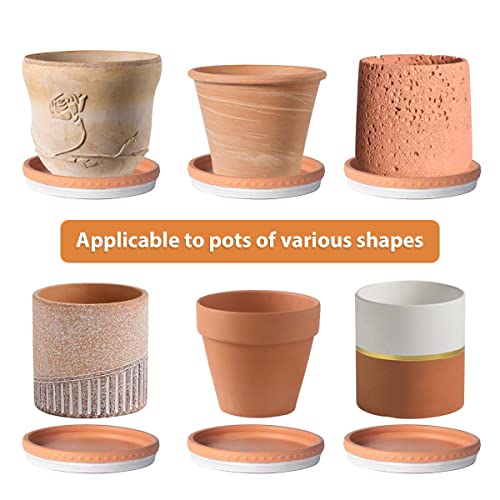YBX 8-inch Plant Saucer Premium Terracotta Saucer Round Ceramic Plant Trays, Pack of 2 (White/Terracotta) - color: White/Terracotta