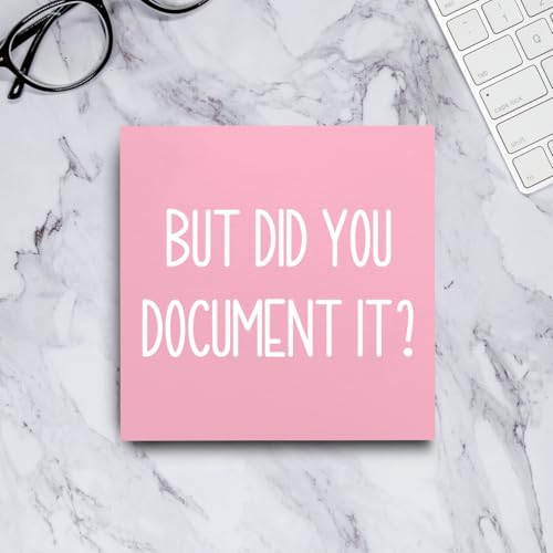 mmiishe But Did You Document It Wooden Box Sign Decorative Funny Office Wood Box Sign Home Office Decor Rustic Farmhouse Square Desk Decor Sign for Shelf Pink - color: Pink, size: 5 x 5 inches