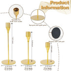 Matte Gold Candle Holders Bulk Painted Gold Metal Candlesticks Fit 0.8 Inch Taper Candles Decorative Metal Candelabra for Wedding Home Holiday Anniversary Party Dinning Table Decors (Set of 24) - size: 24 pcs