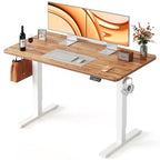 FEZIBO Standing Desk, 55 × 24 Inches Electric Height Adjustable, Sit and Stand Up, Computer Office Desk with Splice Board, Light Rustic - color: Light Rustic, size: 55x24