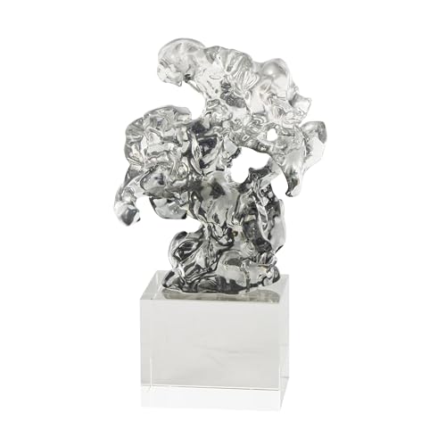 Deco 79 Glass Abstract Decorative Sculpture Freeform Home Decor Statue with Clear Square Base, Accent Figurine 6" x 3" x 10", Clear - size: 6" x 3" x 10"