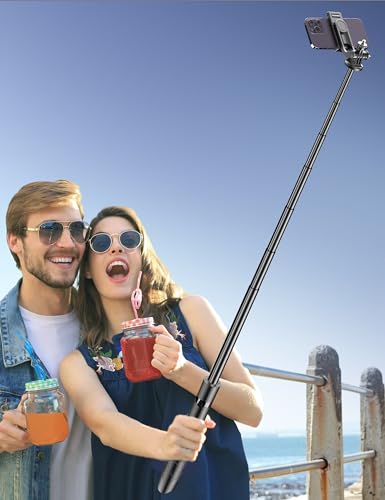 Aluminum 71" Phone Tripod, Travel Tripods for iPhone with Remote, Extendable Cell Phone Selfie Stick Tripod Stand Compatible with iPhone 17/16/15/14/13/Android/Camera - color: Black, size: B-[70.47Inch＆Upgraded Aluminum Pole]