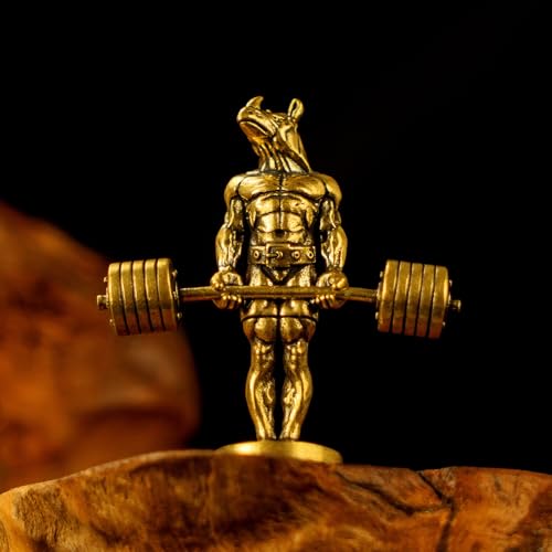CHOVY 100% Solid Brass Bodybuilding Rhino Sculpture - Handcrafted Weightlifting Animal Statue, Vintage Gym & Fitness Decor, Masculine Office Desk Art, Unique Gift for Bodybuilders & Collectors - style: Fitness Rhino