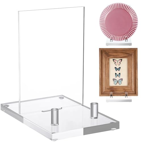 Yousoontic Acrylic Book Display Stand Clear Easel Plate Stand for Displaying Books, Picture, Notebooks, Platter, Photo, Artworks(4 x 8 x 8 Inch) - size: 4 x 8 x 8 Inch