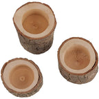FUNSUEI 18 PCS Wooden Tea Light Candle Holders, Rustic Wood Votive Log Candle Holders, Rustic Wood Votive Candle Holder for Table Decoration, 3 Sizes