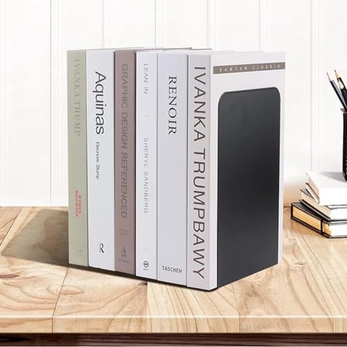 2Pcs Metal Bookends Heavy Duty Black/White Book Ends Support for Shelves Modern Minimalist Style Bookends Multi-Purpose Book Stoppers for Heavy Books School Office Library