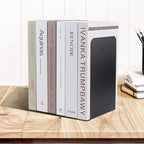 2Pcs Metal Bookends Heavy Duty Black/White Book Ends Support for Shelves Modern Minimalist Style Bookends Multi-Purpose Book Stoppers for Heavy Books School Office Library