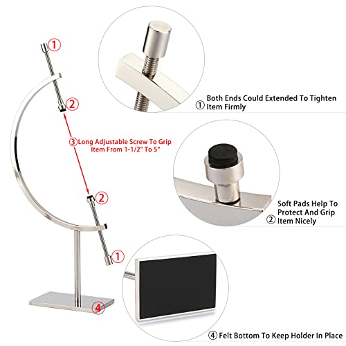 JUXYES Silver Toned Sphere Holder Caliper Stand, Hold 1-1/2 to 5, Caliper Style Display Stand for Mineral, Ornament, Gem, Shell, Coin, etc - color: Silver, size: M