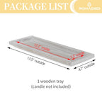 Romadedi Wooden Decorative Tray Candle Holder - 13.5 inch Wood Long Narrow Tray Home Decor Small Rustic Farmhouse Centerpieces Trays for Coffee Table Dining Room Living Room, Whitewashed