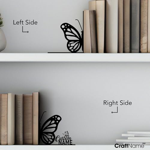 Custom Butterfly Table Decor Metal Bookends for Shelves Decorative, Butterfly Book Ends Metal Art for Home Office, Book Stopper for Heavy Books - color: Design 13