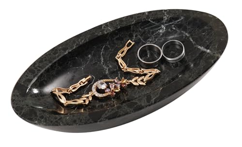 Radicaln Marble Jewelry Tray Black 7" Inch Handmade Earring Holder Organizer - Perfume Tray Storage Container - Trinket Dish For Bathroom Décor & Jewelry Holder - color: Black