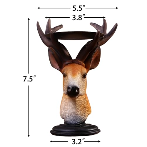 Rustic Deer Antler Candle Holder – Farmhouse Taper Candle Stand for Christmas Table Centerpiece, Vintage Lodge Decor, Wedding Reception Decorations, Resin Stag Head Mantle Decor, 5.5×5.5×7.6 Inch - color: Rustic Antler