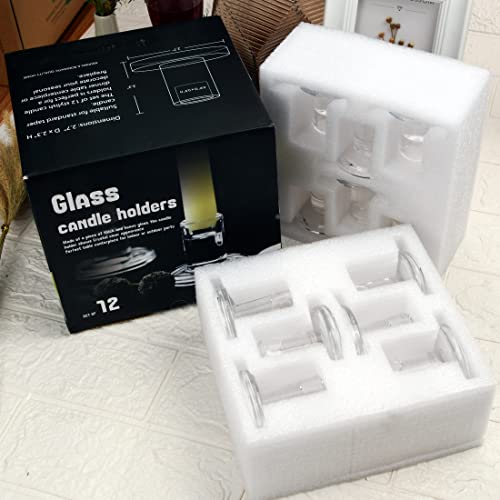 12pcs Taper Candle Holders, Glass Crystal Candlestick Holders Bulk, Clear Candle Holders for Dining Table Centerpiece - color: Transparent