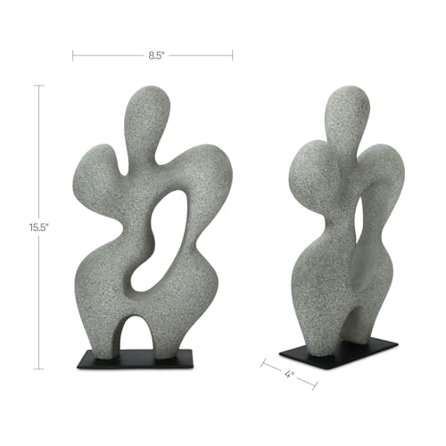 Elio Sculpture, Rectangular, Ecomix, Slim Metal Base, Freeform Modernist Figure, Charcoal Grey