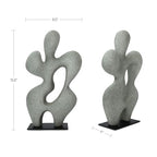 Elio Sculpture, Rectangular, Ecomix, Slim Metal Base, Freeform Modernist Figure, Charcoal Grey
