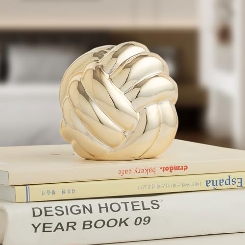 Small Gold Knot Decor, Chain Link Decor, Coffee Table Decor, Book Shelf Decor, Entry Table Decor, Aesthetic Minimalist Decorative Objects for Modern Home Living Room, Desk Decor for Office (Golden) - color: Golden