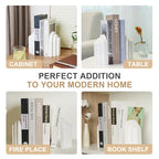 Natural Marble Book Ends - Heavy Duty Bookends for Shelves - Aesthetic Layered Arch Design Stone Book Holders, Decorative Modern Office Bookshelf Stopper Decor for Books/CDs, White - style: Arched-White