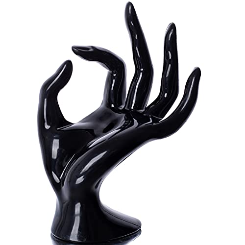 HOMEGOAL Hand Jewelry Holder, Bracelet Ring Watch Jewelry Display Holder Stand, Mannequin Hand, Polyresin, 7 Inch (Black) - color: Black
