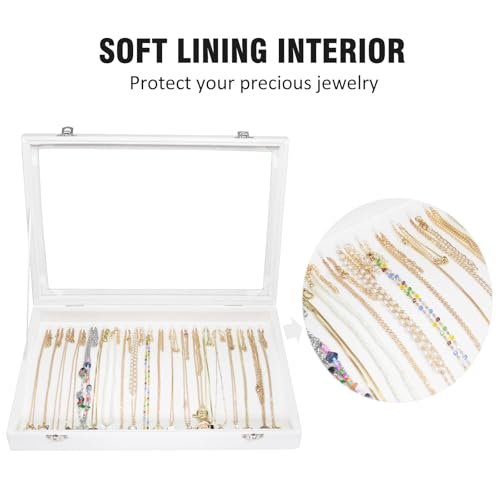 Vicoter Velvet Necklace Display Jewelry Tray 20 Hook Necklace Tray Necklace Pendant Jewelry Tray for Women and Girls - color: Ivory, size: 20 Hook