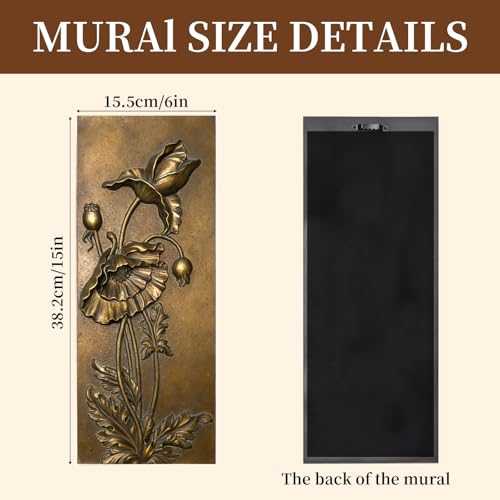 EvruCexul Vintage Floral Wall Sculpture, Antique Bronze Resin Wall Art with Ornate Botanical Design, Decorative Wall Plaque for Elegant Home Décor (Flower3) - style: Flower3