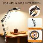 Magnetic Overhead Phone Mount with 10” Ring Light, 5000mAh Flexible Articulating Circle Lamp Table Tripod, iPhone Stand for Video Recording Cooking Nail, Zoom Meeting, Live Streaming Tiktok
