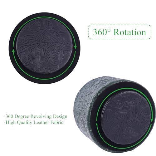 lizimandu Round Leather Art Supply Organizer,Remote Control Holder,360 Degree Spinning,Multi-Functional Pencil Holder,4 Compartments Desktop Stationary Organizer(1-Carved Cooper Green) - color: 1-Carved Cooper Green