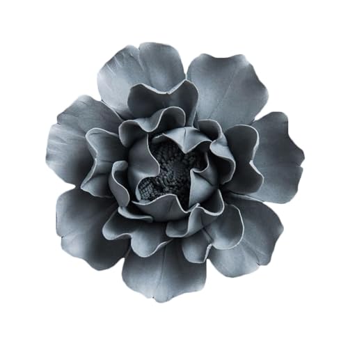 CEUYGT Handmade 3D Ceramic Wall Art Hanging Sculpture Grey Flower Wall Decor For Living Room Bedroom And Bathroom Grey Peony 4.72" (Large) - color: Grey, size: 4.7"L x 4.7"W