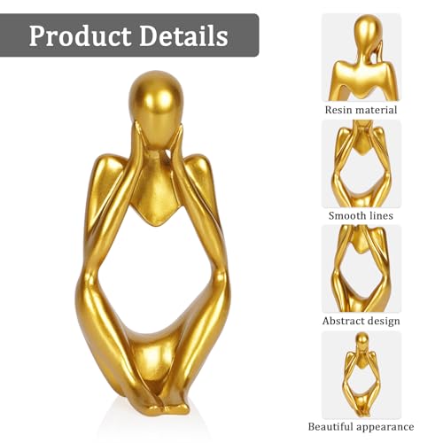 Sandstone Resin Thinker Style Abstract Sculpture Statue Collectible Figurines Home Office Bookshelf Desktop Decor (Small Gold, Focus) - color: Small Gold, size: Focus 1pc