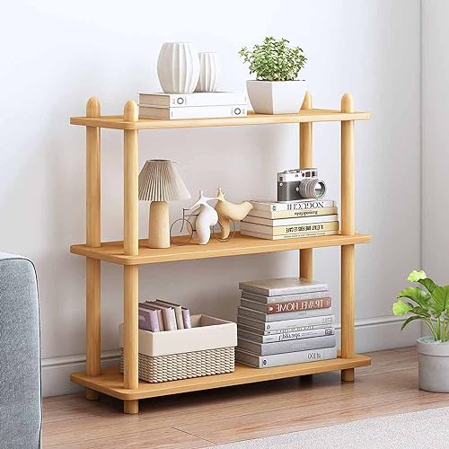 IOTXY 3-Tier Wooden Shelf Bookcase - Modern Open Bookshelf, Free Standing Storage Rack, Multifunctional Display Stand for Home and Office, Oak, Rectangle - color: Oak, size: 3-Tier