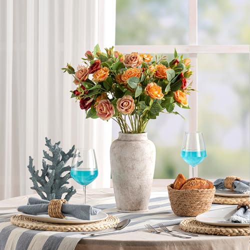 Ceramic Large Flower Vase, Tall White Rustic Vase Farmhouse Decorative Vase Floral Pottery Vases for Home Decor Table Living Room Entryway Mantel Bedroom Bathroom Kitchen - 11 Inch Rustic White - color: 11"h - Rustic White