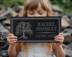 in Loving Memory Photo Tree of Life Personalized Granite Memorial Stone Sympathy Remembrance of Dad Mom Child (Granite-Tree-Pers, Garden 12"x6"x3/8")