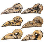 mookaitedecor Natural Grass Flower Jasper Stone Raven Skull Figurine, Gothic Raven Statue Animal Carving Sculpture for Collection Home Decor - style: Raven Skull Head