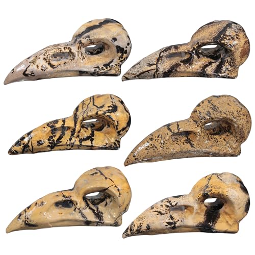mookaitedecor Natural Grass Flower Jasper Stone Raven Skull Figurine, Gothic Raven Statue Animal Carving Sculpture for Collection Home Decor - style: Raven Skull Head