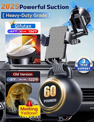 Qifutan Dash Mounted Holders Phone Holders for Your Car Phone Mount for Car Windshield Dashboard Air Vent Universal Desk Mounts Hands Free Automobile Cell Phone Holder Fit for iPhone Smartphone - style: Dash-B