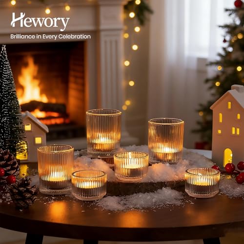 Hewory Glass Tealight Candle Holder: 24 Pcs Clear Tea Lights Votive Candle Holders for Table Centerpiece, Small Glass Tea Light Candleholders Bulk for Christmas Wedding Party Living Room Home Decor - color: Clear, size: 24PCS