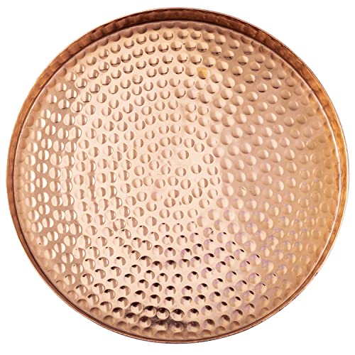 MyGift 11 Inch Deluxe Hammered Copper Kithchen Accessories Tray - Aluminum Plated Copper Platter and Vanity Tray - Handcrafted in India - color: Copper (11 Inch)
