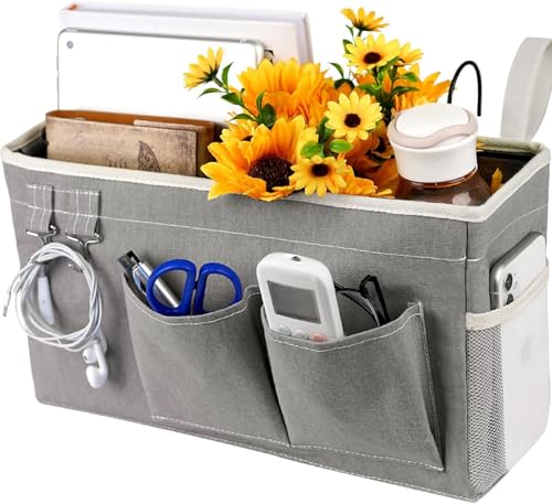 Loghot Bedside Caddy/Bedside Storage Bag Hanging Organizer for Bunk and Hospital Beds,Dorm Rooms Bed Rails,Can be Placed Glasses,Books,Mobile Phones,Keys (Grey) - color: 1pc Grey